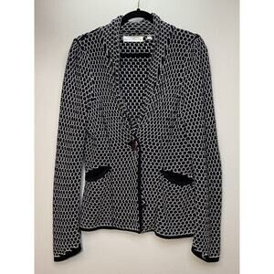 Charlie & Robin Anthropologie Cardigan Sweater Womens Size M Black White Button